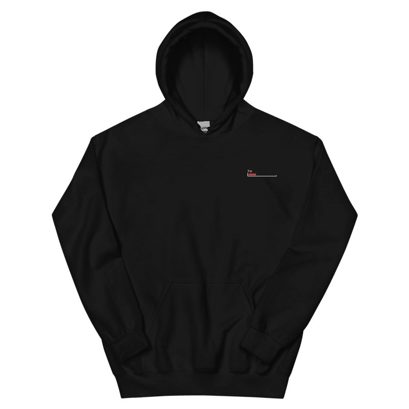 White Healthbar Embroidered on Black Classic Hoodie product image (4)