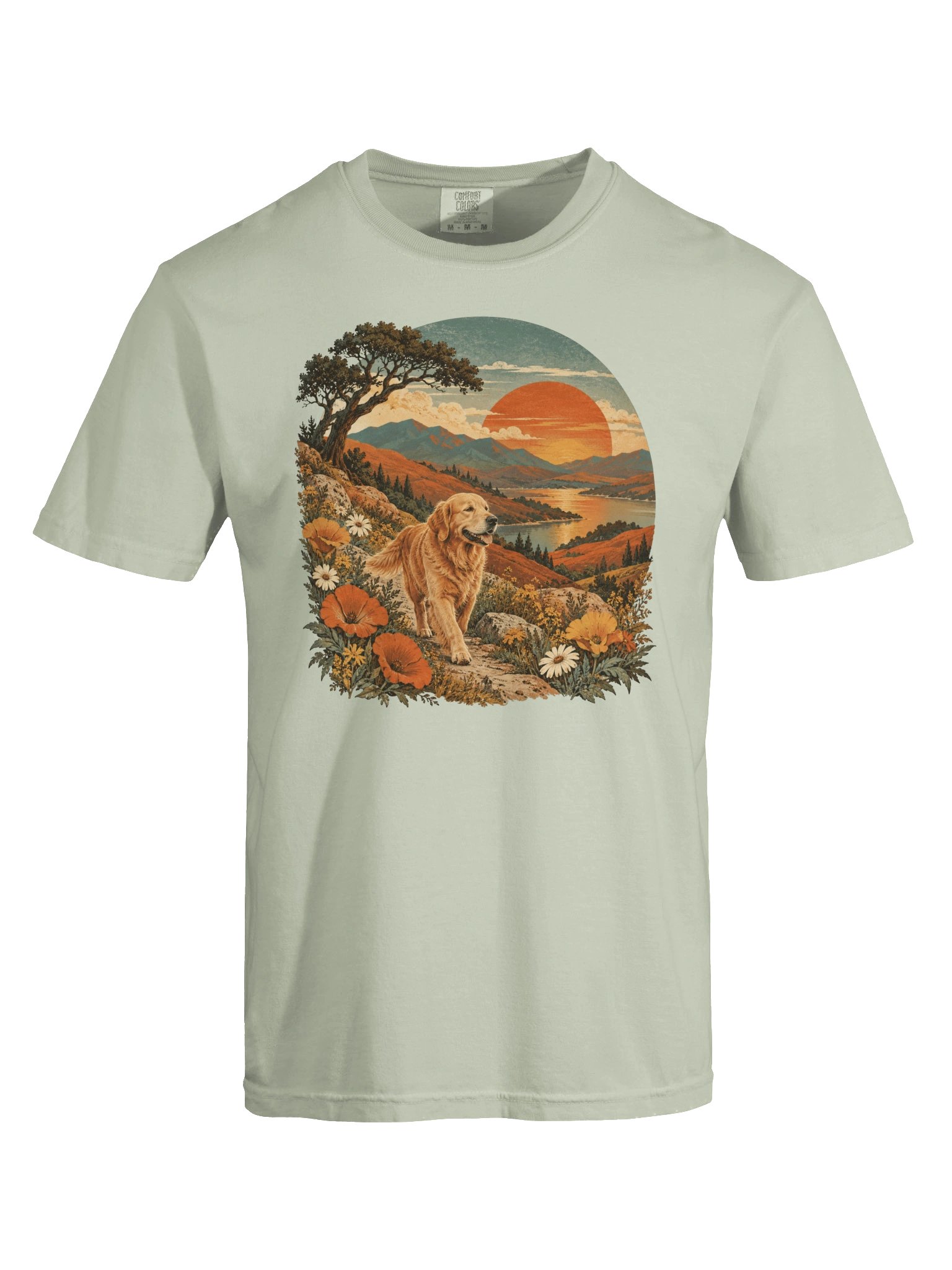 Retro Golden Retriever T-Shirt | Vintage Dog Lover Graphic Tee | 70s Sunset Dog Shirt product image (6)
