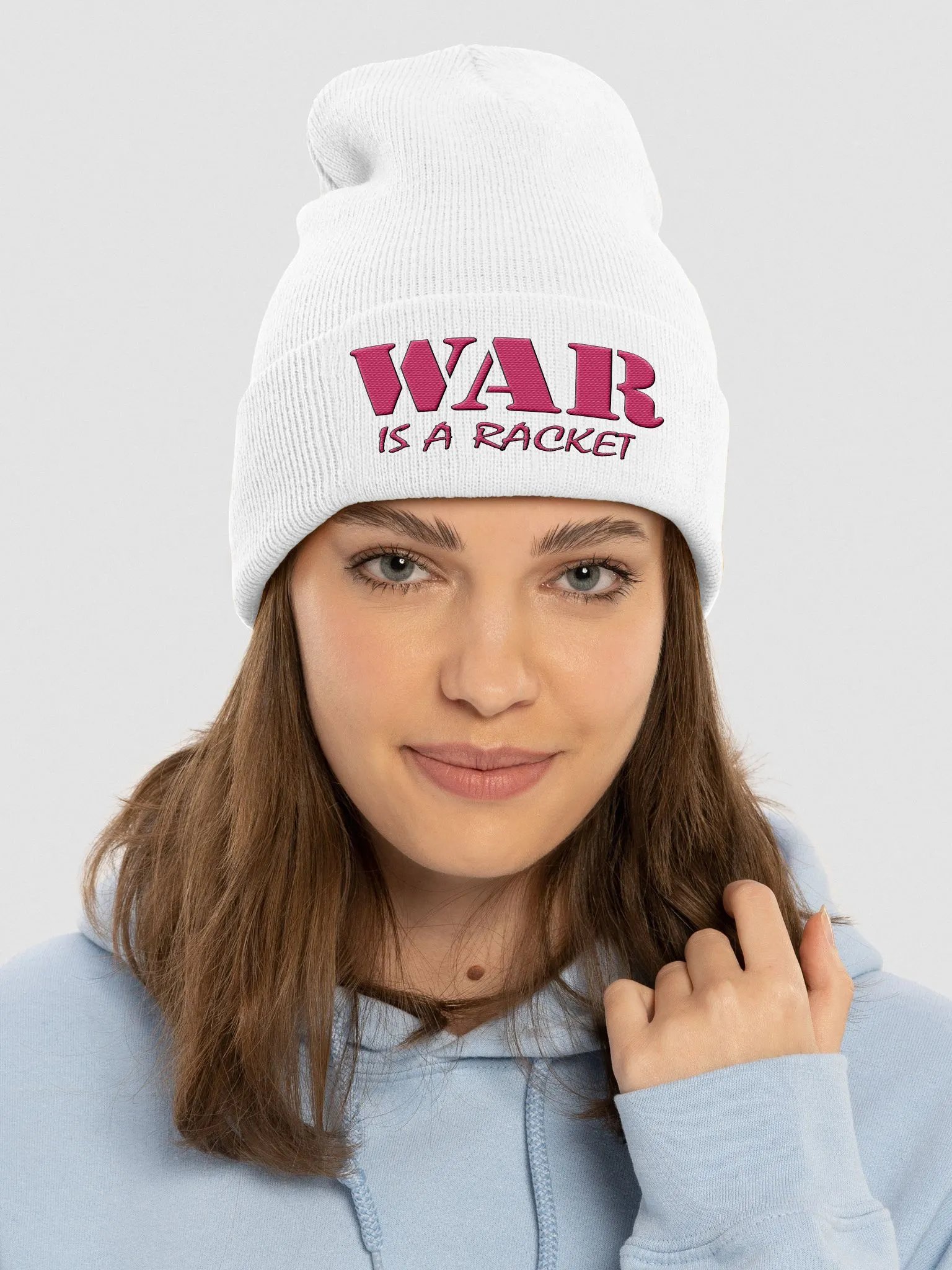 War Is A Racket - Pink - Yupoong Cuffed Beanie product image (3)