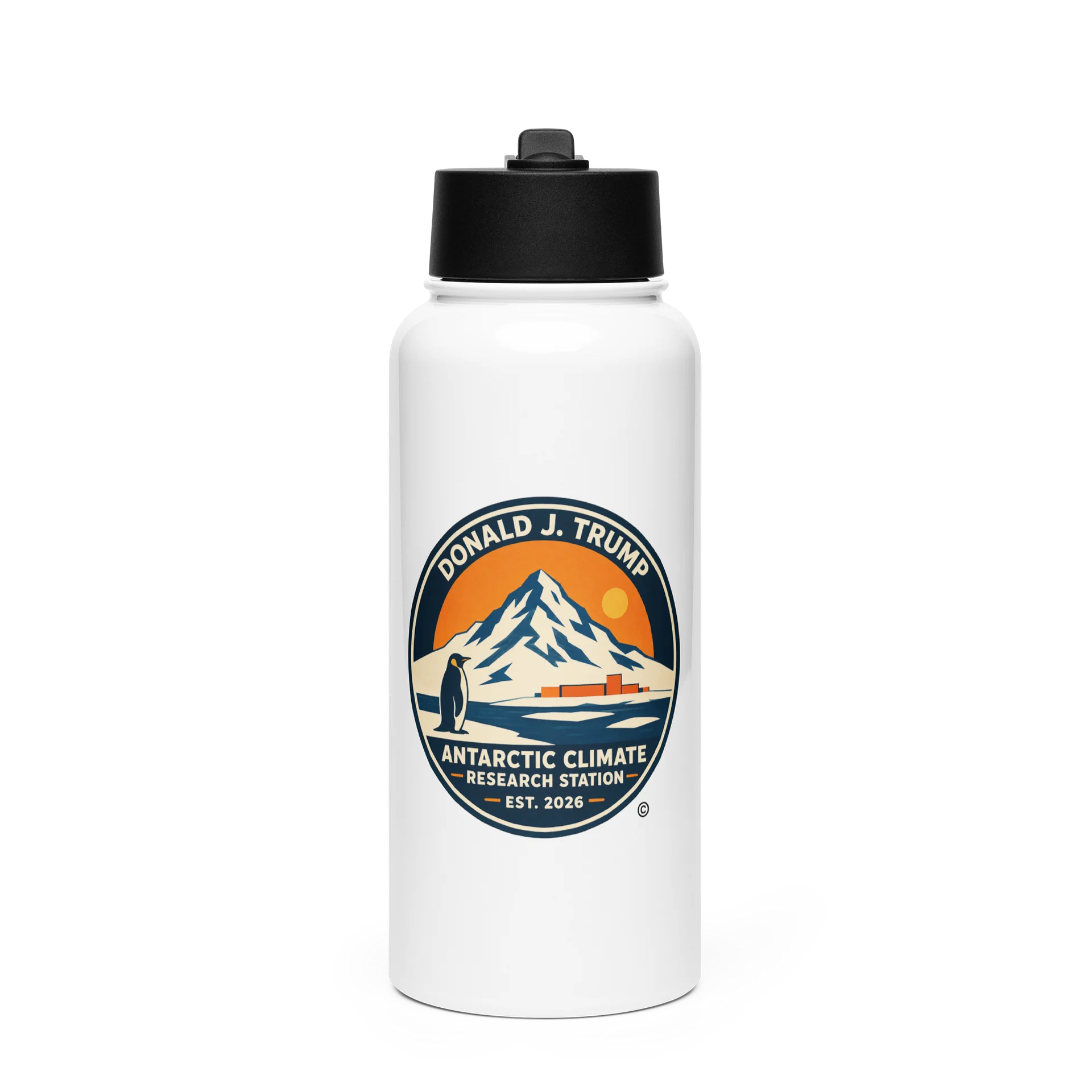 Stainless Steel Water Bottle with a Straw Lid - Donald J. Trump Antarctic Climate Research Station™ product image (1)