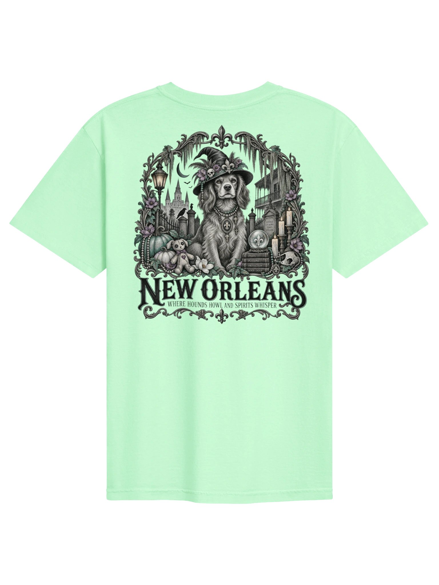 New Orleans Witchy Hound Halloween Tee product image (22)