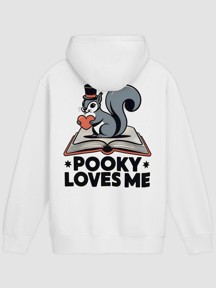 Premium, super soft Hoodie- images on both sides: Pooky Loves me, on book product image (2)