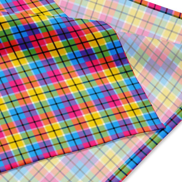 Hot Pink, Turquoise, and Yellow Plaid Bandana product image (2)