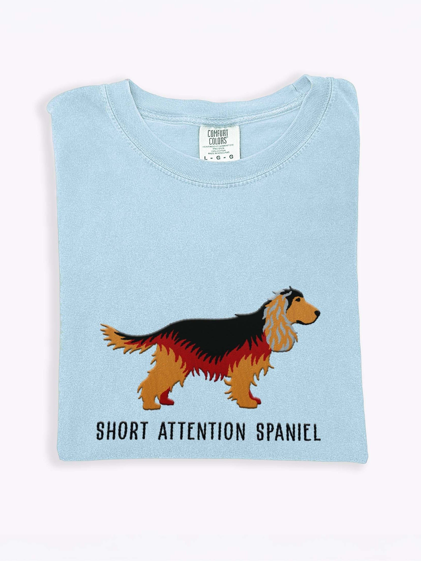 Short Attention Spaniel T-Shirt(Embroidered) of an English Cocker Spaniel(Sable) product image (1)