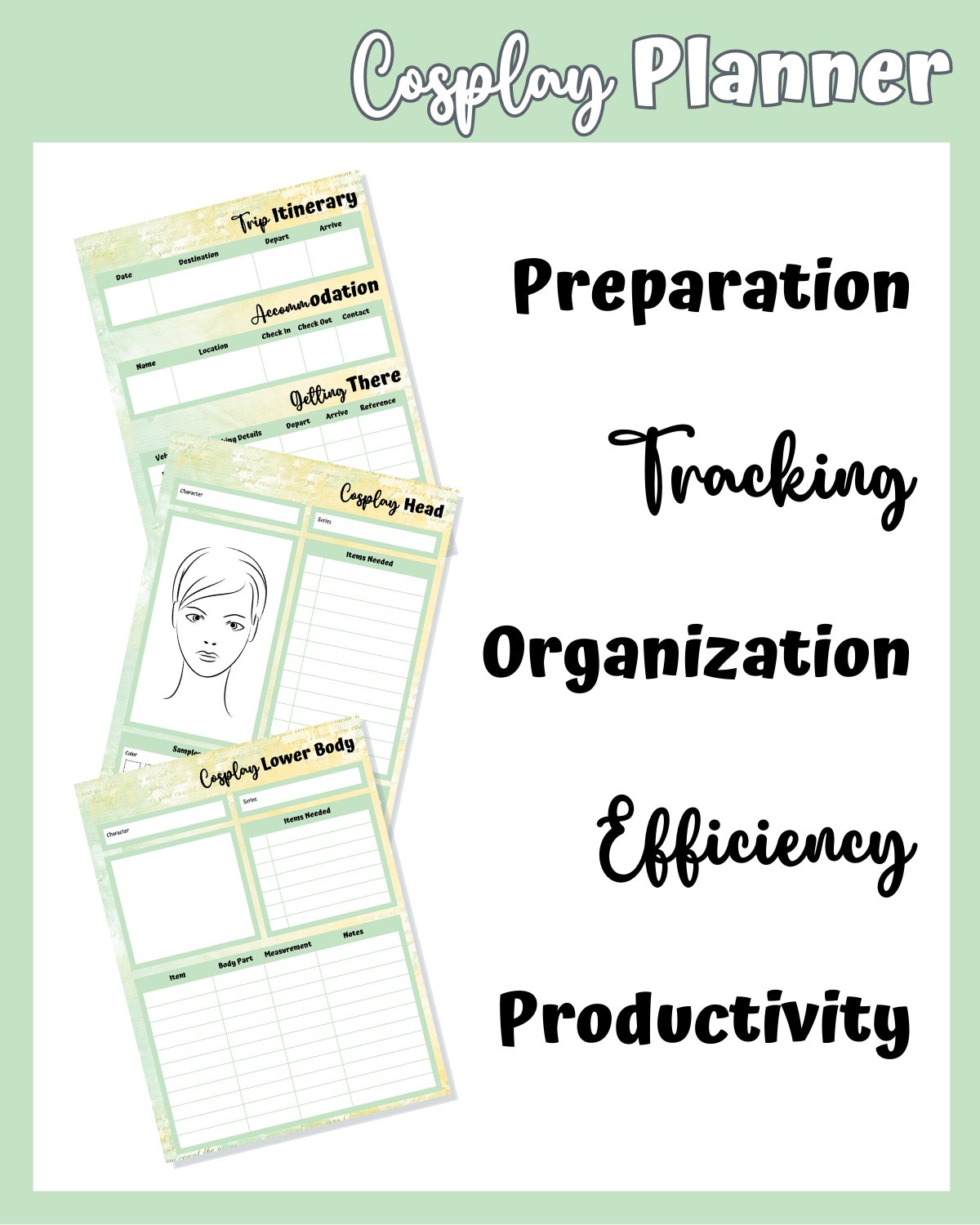 Green Cosplay Planner Printable product image (4)