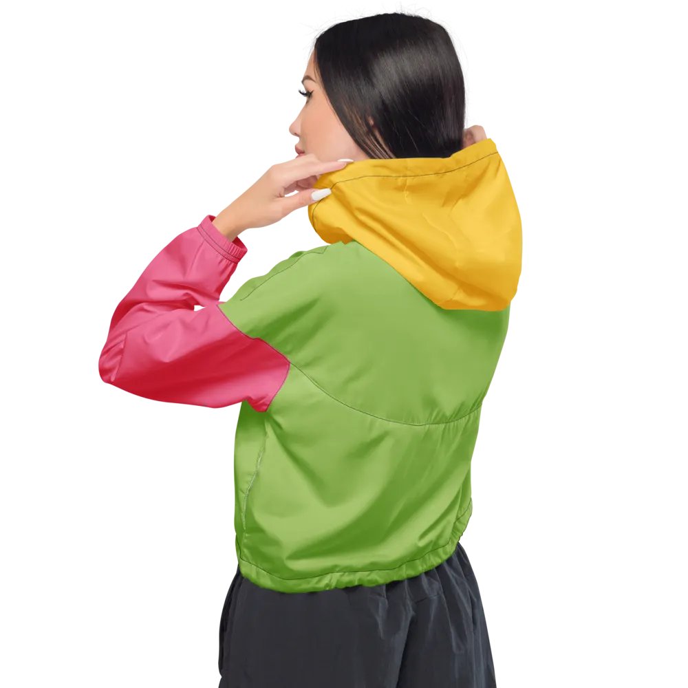 Lime/Pink/Yellow Colorblock Cropped Windbreaker product image (7)