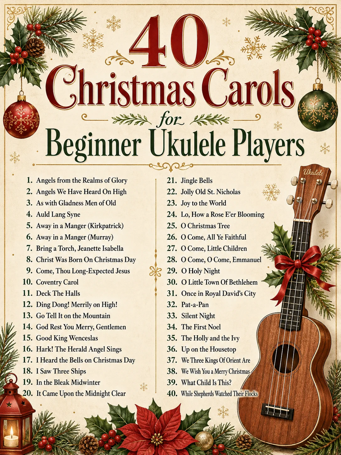 Easy Ukulele Songs: 40 Christmas Carols for Beginners with Sheet Music, Tabs, Chords, and Lyrics product image (3)