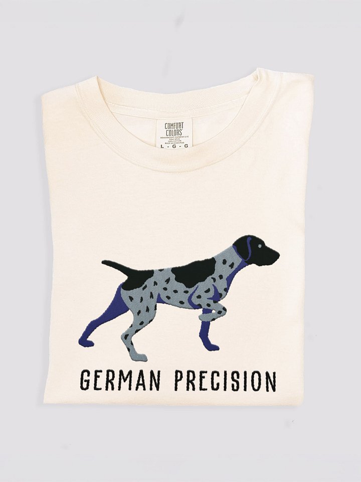 German Precision T-Shirt(Embroidered) of a German Shorthaired Pointer(Black Roan) product image (1)