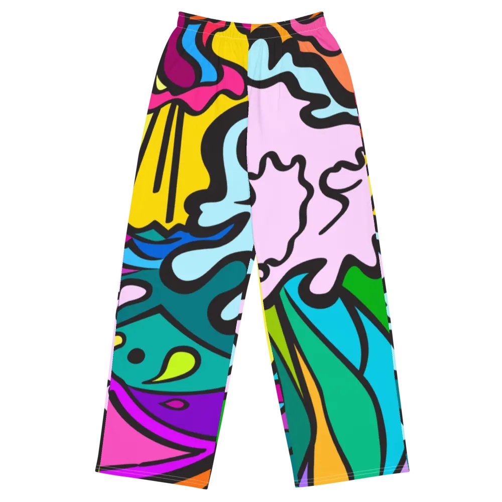 Whimsical Waves Unisex Wide-Leg Pants - Wave at Sunset product image (1)