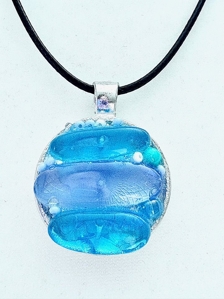 MFD-00209 | Coastal Calm Horizon Pendant Necklace | Handmade Glass Art Jewelry | Monique Faella Designs™ product image (1)