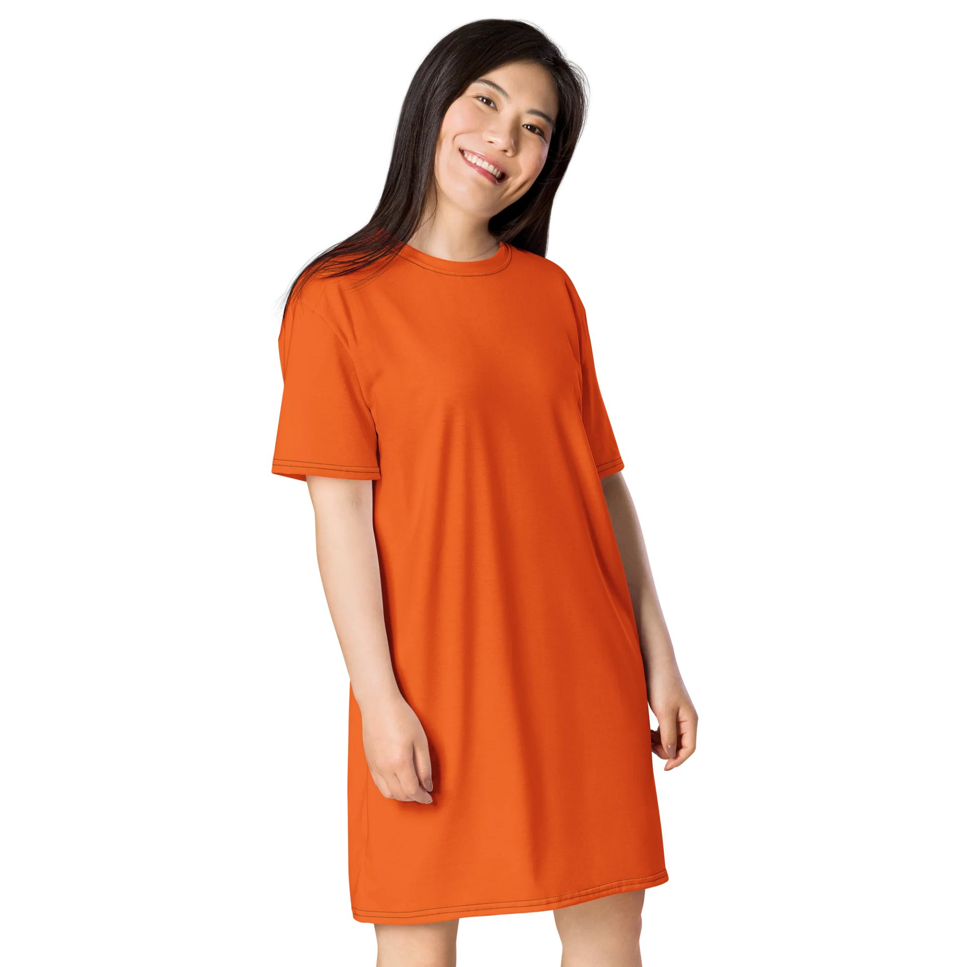Orange Oversized T-Shirt Dress | Stretchy Fabric | Casual or Formal Style | Sizes 2XS-6XL | Exclusive Design product image (4)