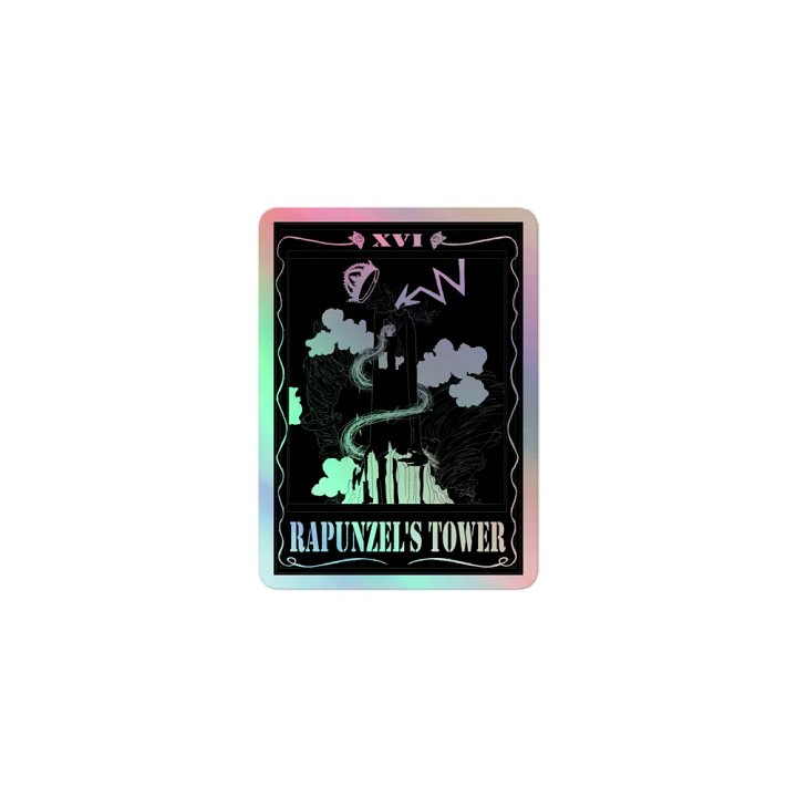 Rapunzel's Tower Tarot Card - Holographic Sticker product image (1)