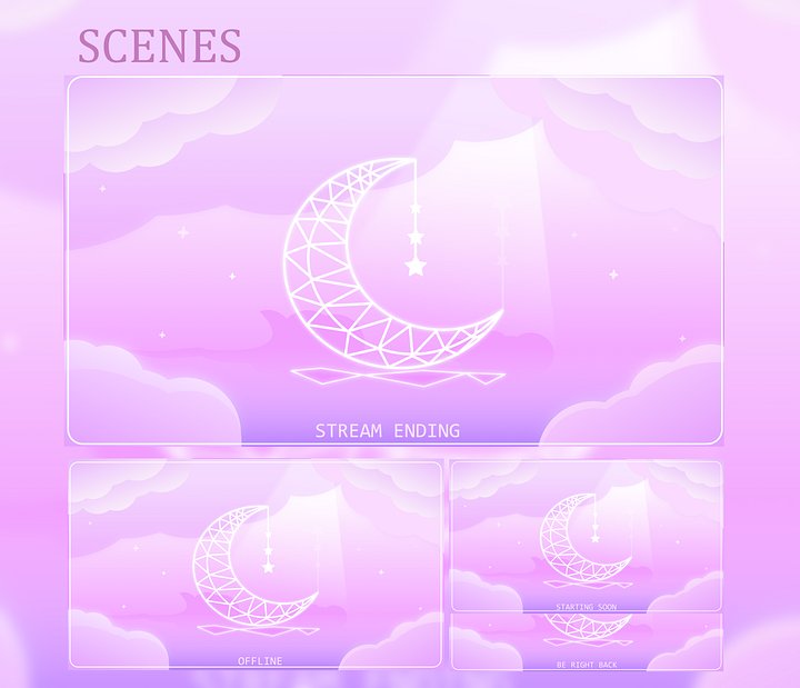 Pink Celestial Vtuber Stream Overlay Animated product image (2)
