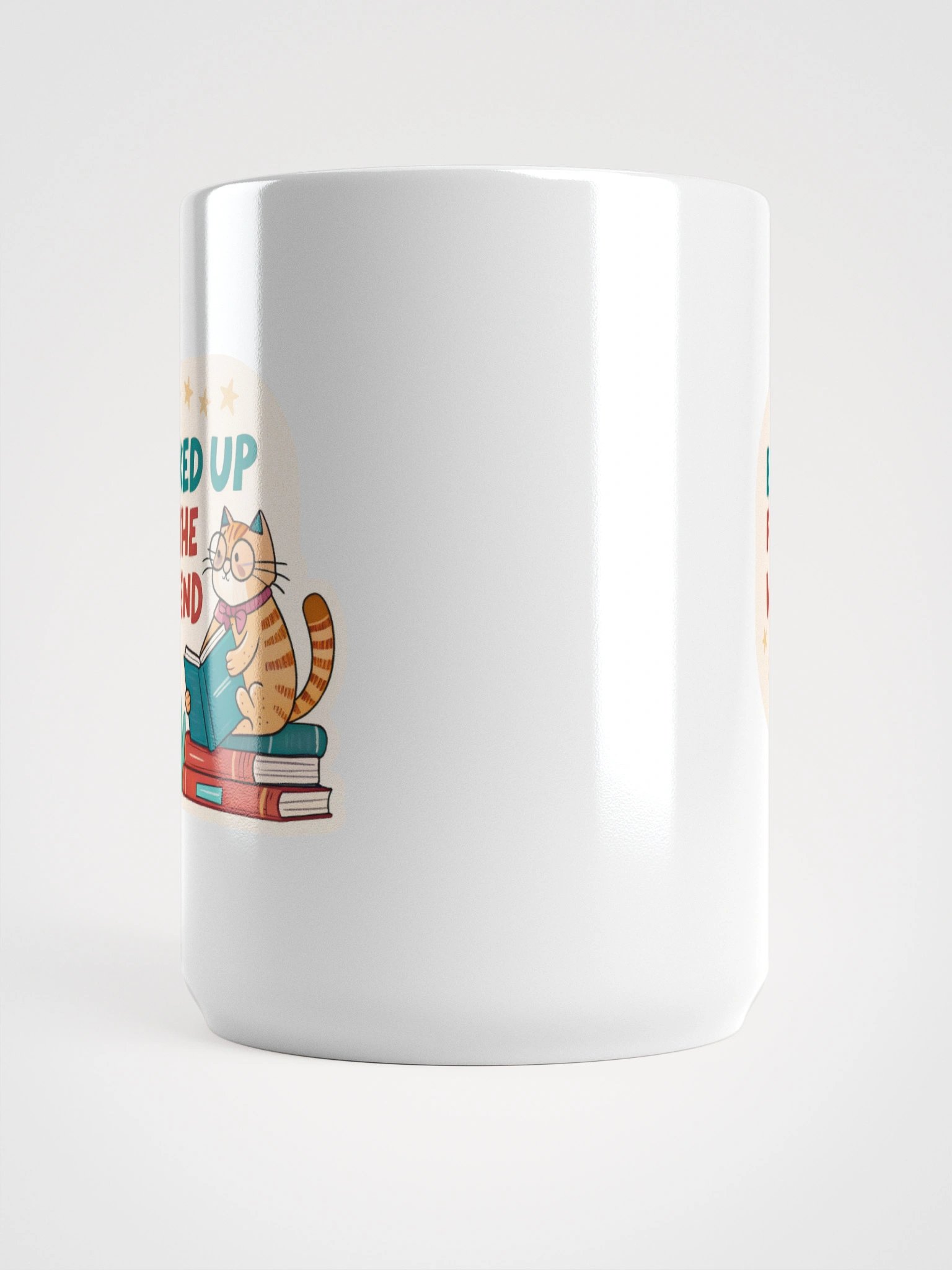 Bookworm Cat White Glossy Mug product image (5)