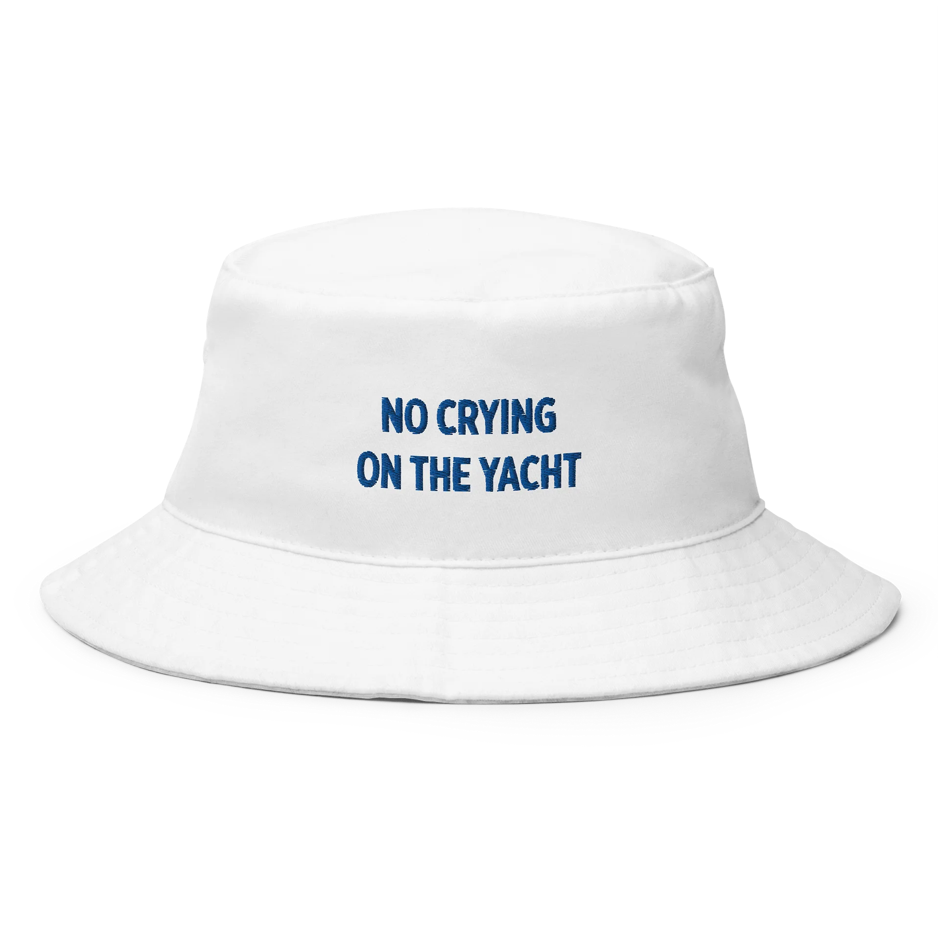 No Crying On The Yacht Embroidered Bucket Hat - White product image (1)