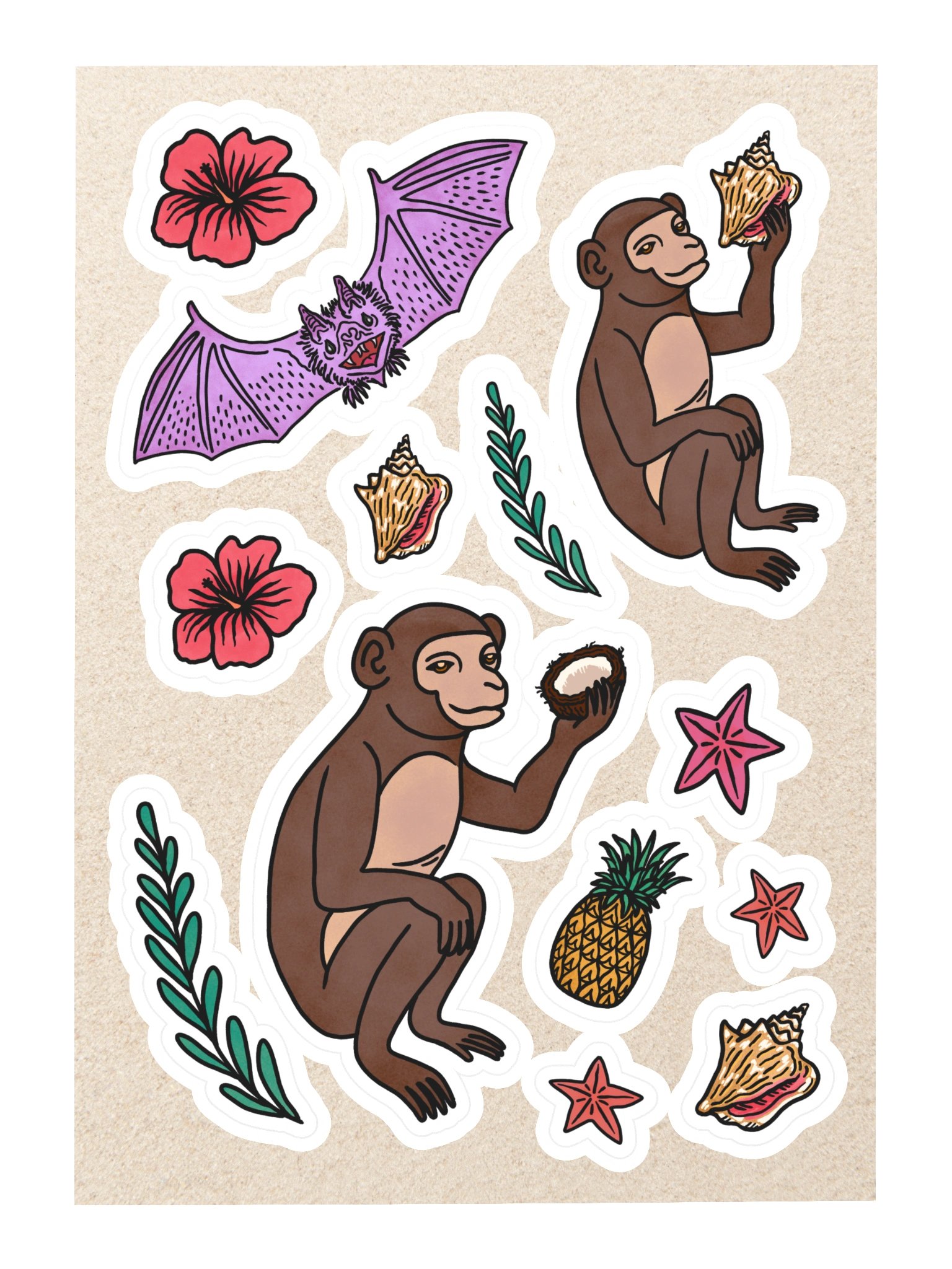 Tropical Monkey & Bat Sticker Sheet product image (3)