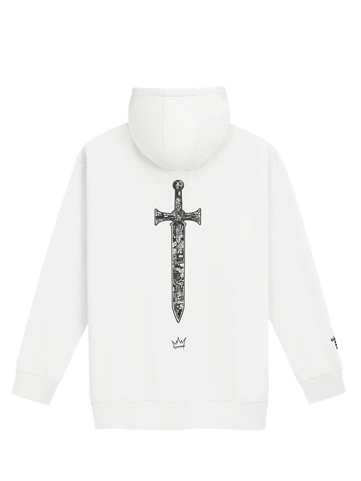 ONE KING Crusader Oakeshott Premium Soft Blend Hoodie with embroidered sleeve logo black print product image (1)