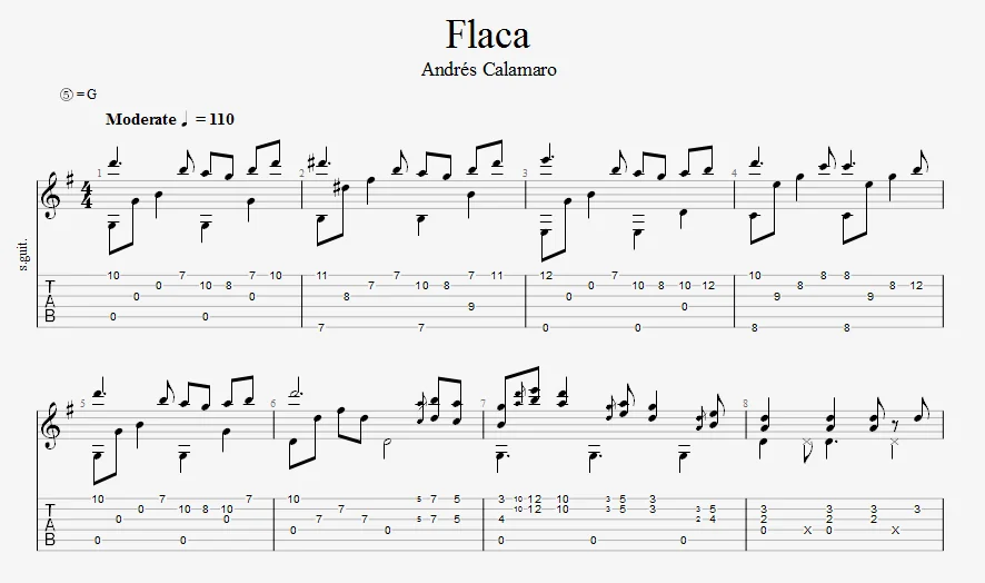Flaca [Fingerstyle] Partitura + Tab product image (1)