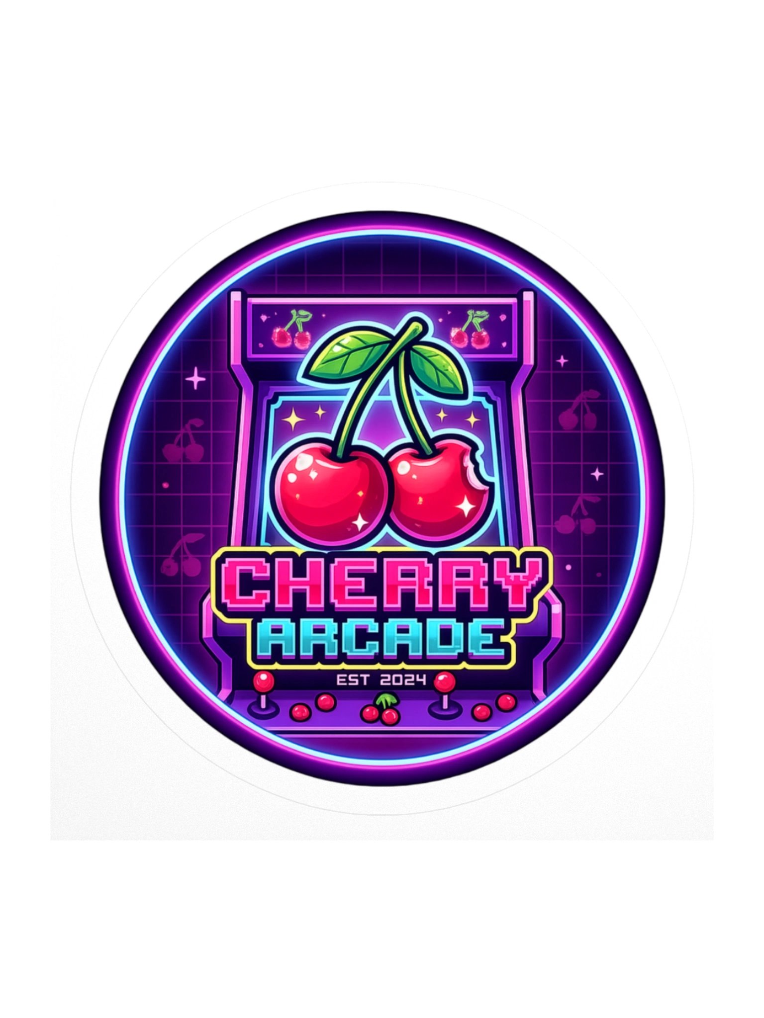 Cherry Arcade Neon Kiss Cut Sticker product image (1)