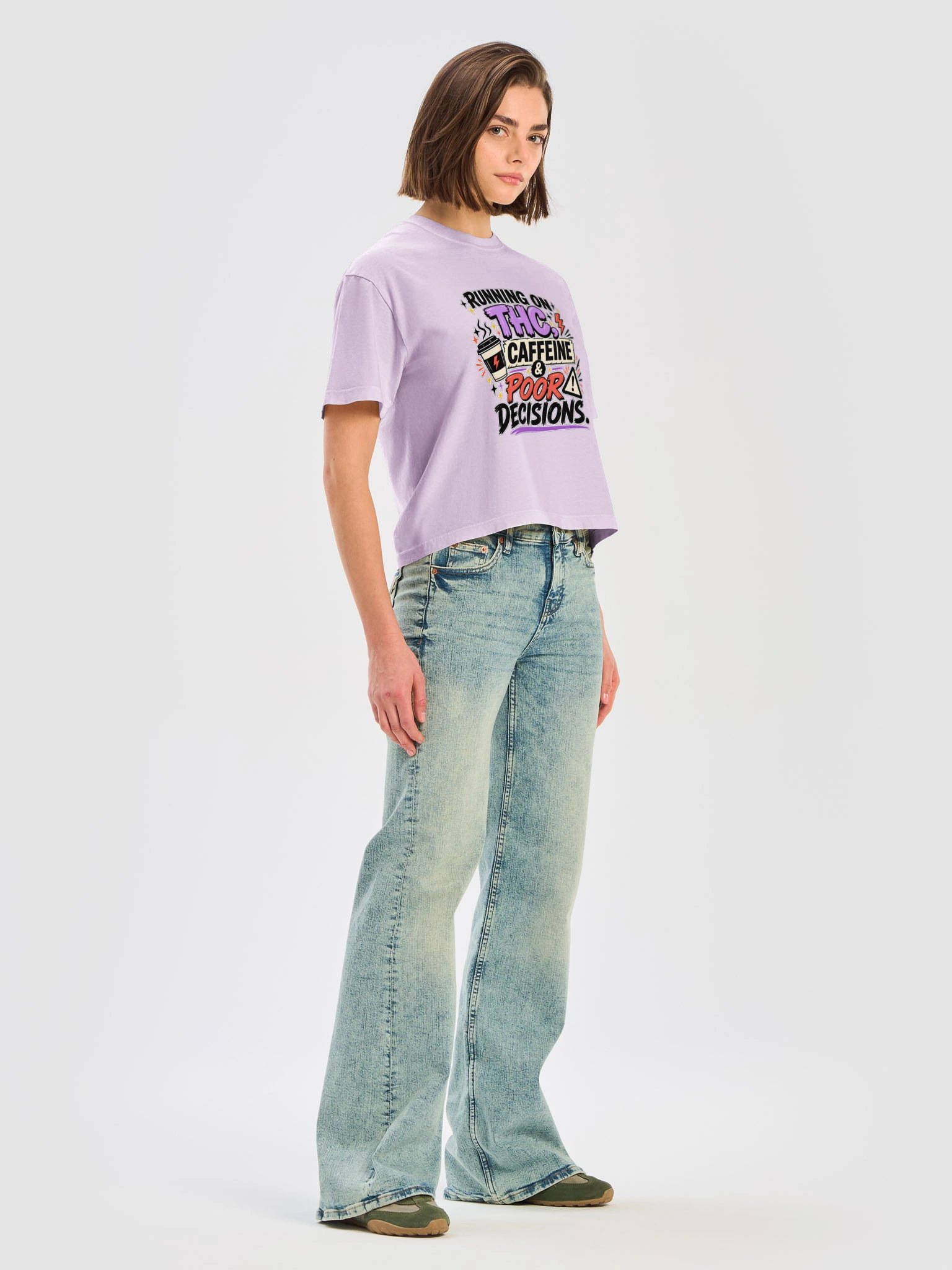 BROKEN WOMEN!™ — RUNNING ON THC, CAFFEINE & POOR DECISIONS — BOXY TEE product image (7)