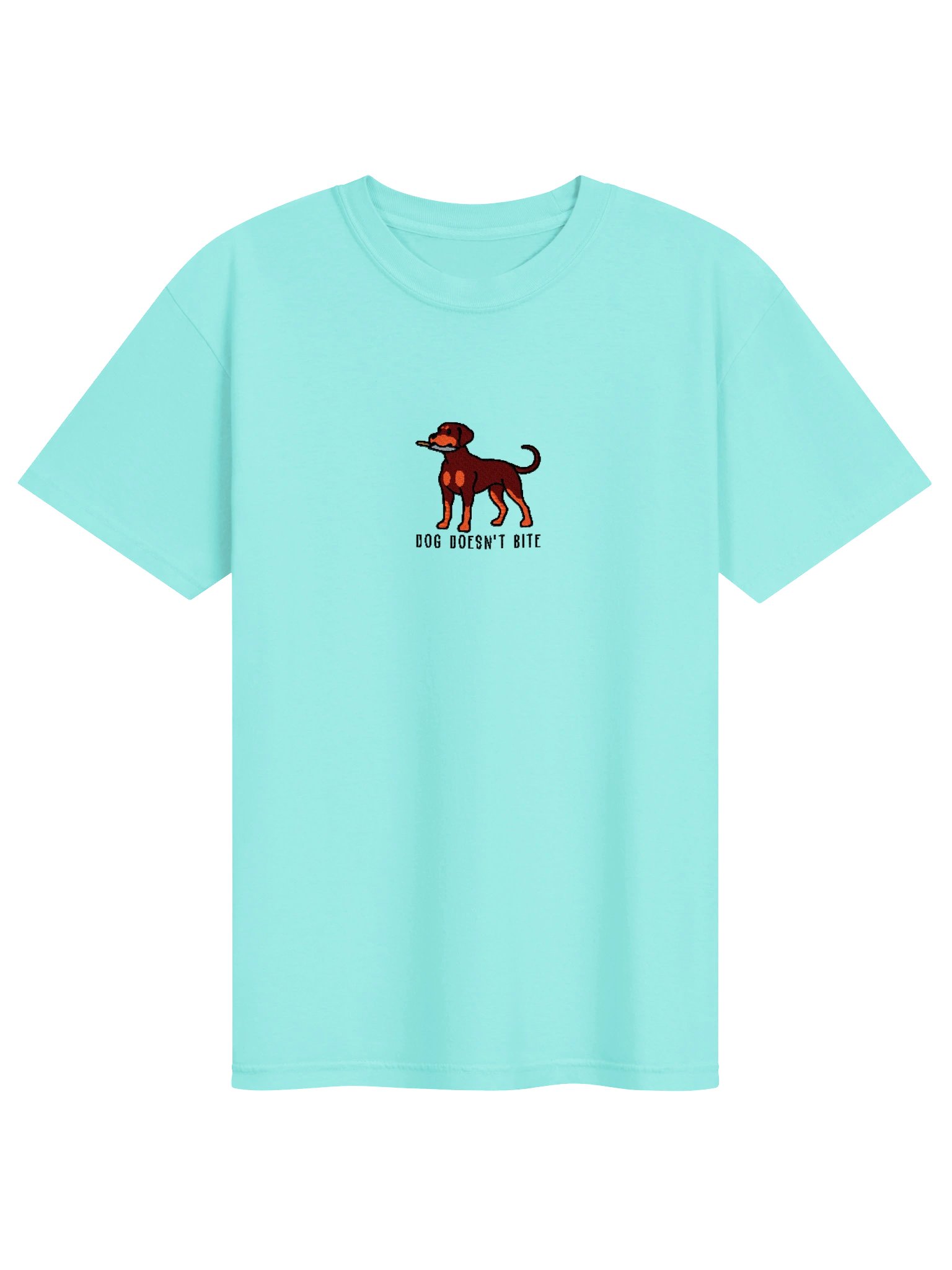 Dog Doesn't Bite Funny Chibi-Style Embroidered T-Shirt for Doberman Pinscher(Red & Tan) Owners product image (91)
