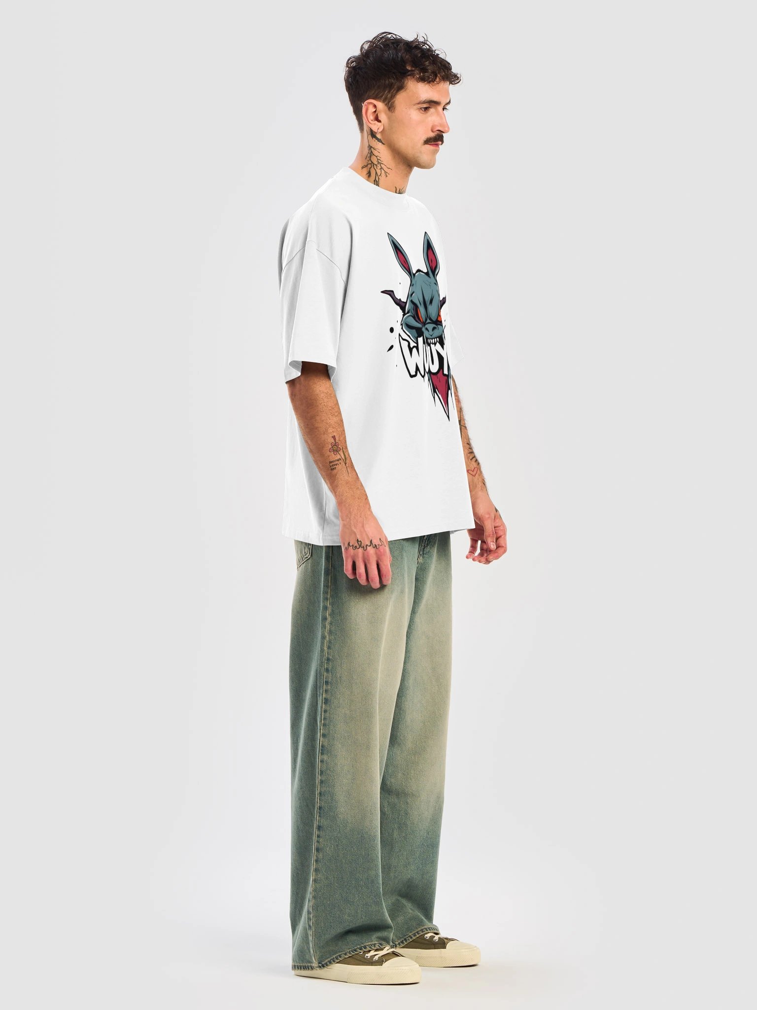 WUUYUH Red, White, and Blue Oversized T-shirt product image (7)