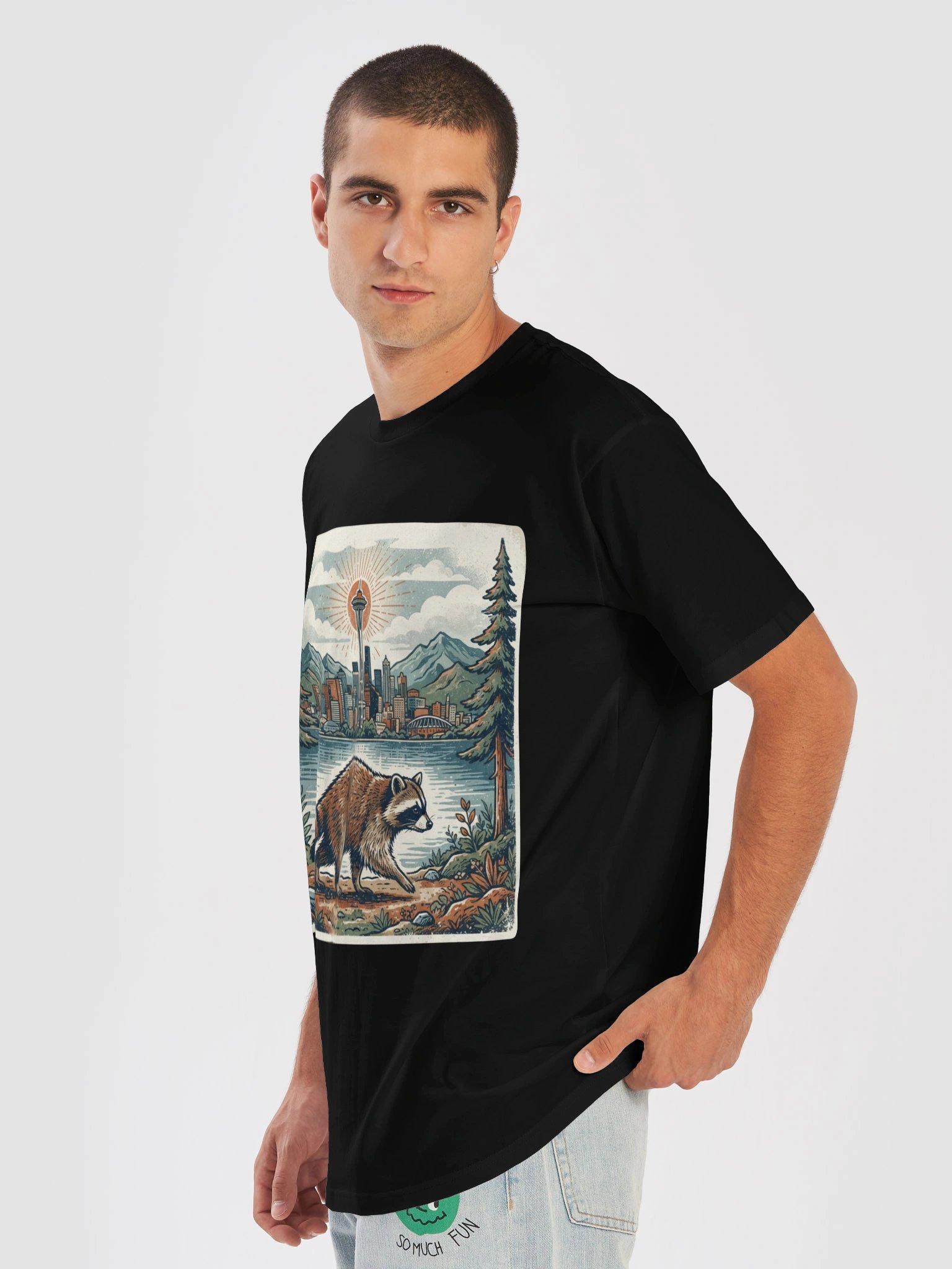 Vintage Raccoon Seattle Graphic T-Shirt product image (2)
