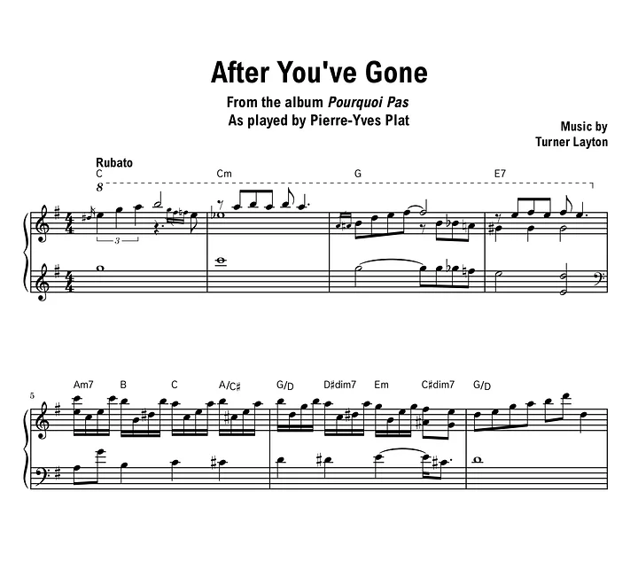 Pierre-Yves Plat - After You've Gone - Sheet music (PDF) product image (1)