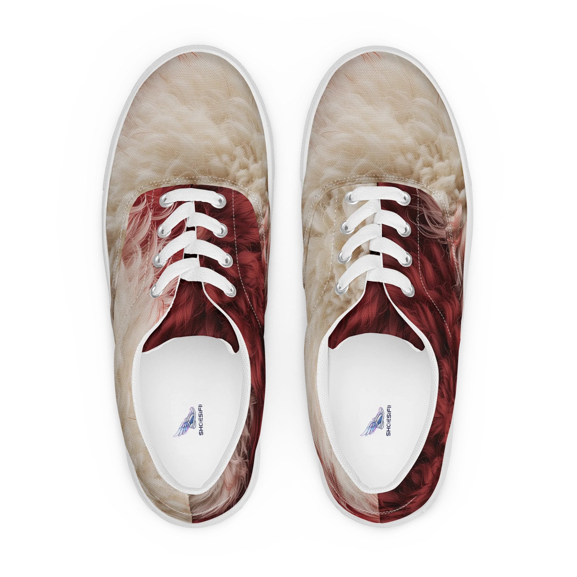 Crimson Fluff Lace-Up Canvas Shoes product image (1)