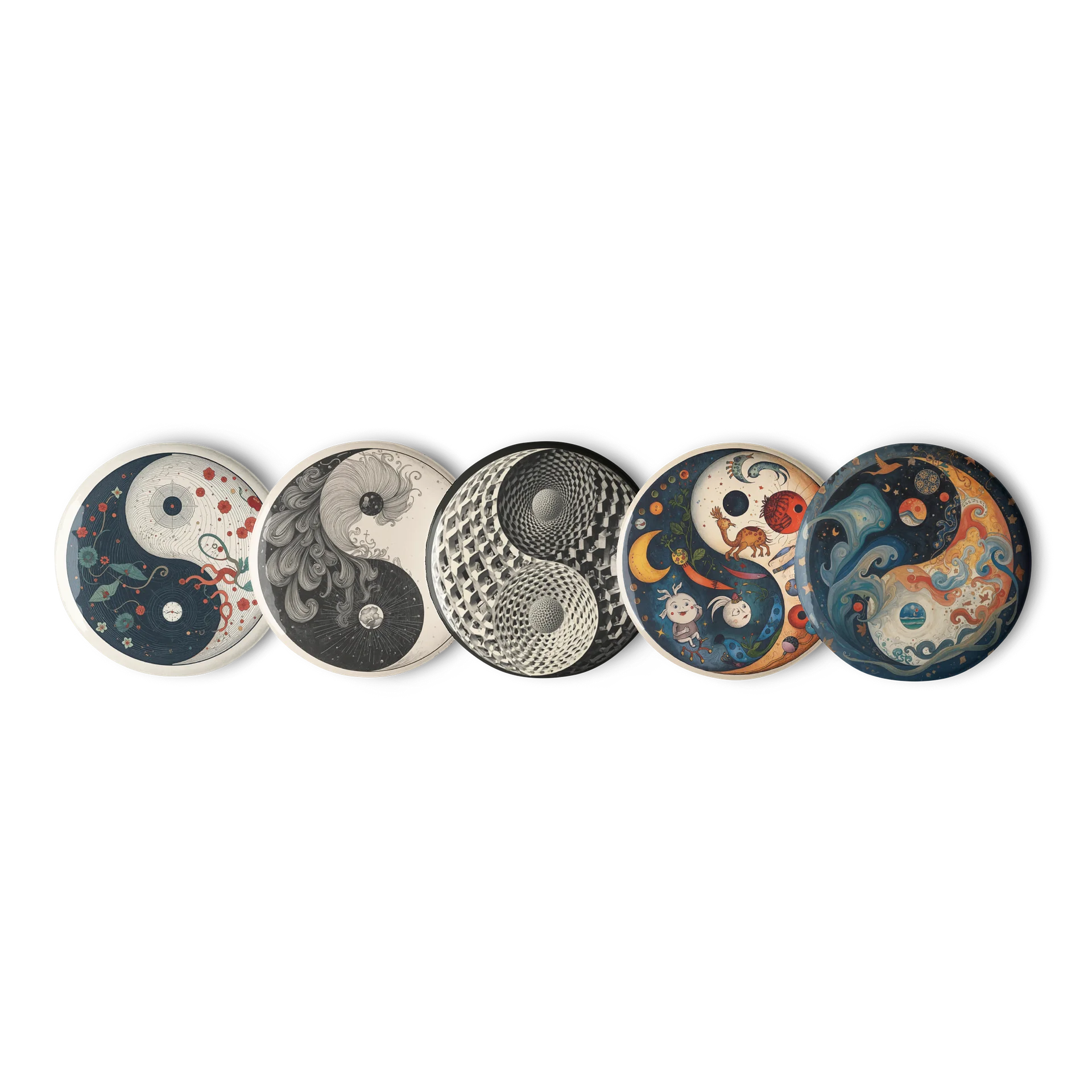 Cosmic Balance Art Pins (set 6) – Abstract Yin & Yang Collection product image (1)