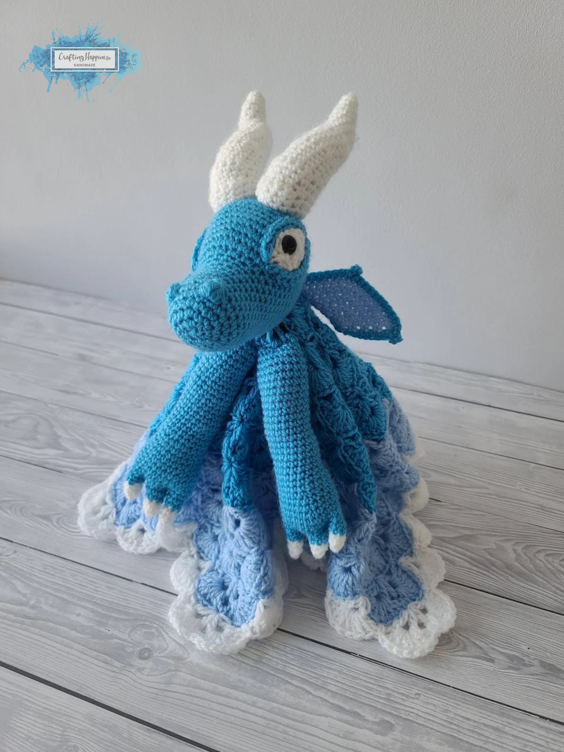 Blizzard Ice Dragon Crochet Lovey Pattern | Amigurumi Toy (PDF Pattern) - Crafting Happiness product image (5)