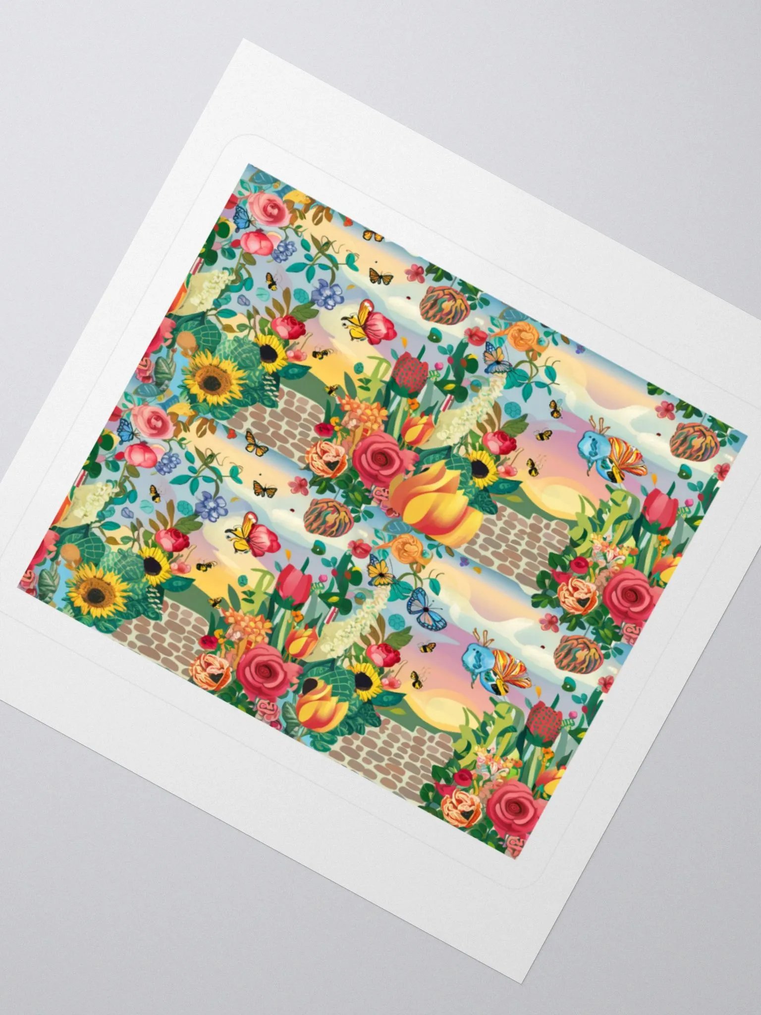 Whimsical Garden Sticker with Butterflies and Birds - Kiss Cut Vinyl product image (2)