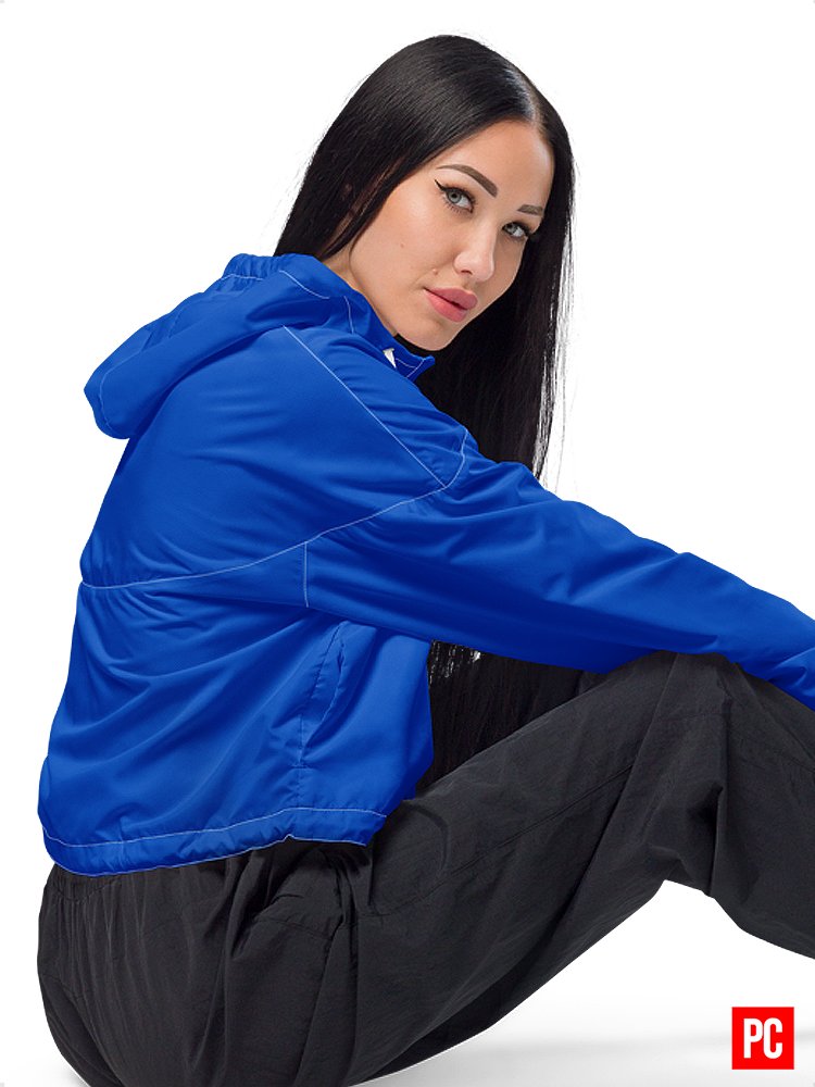Plain Color Absolute Blue Cropped Windbreaker product image (3)