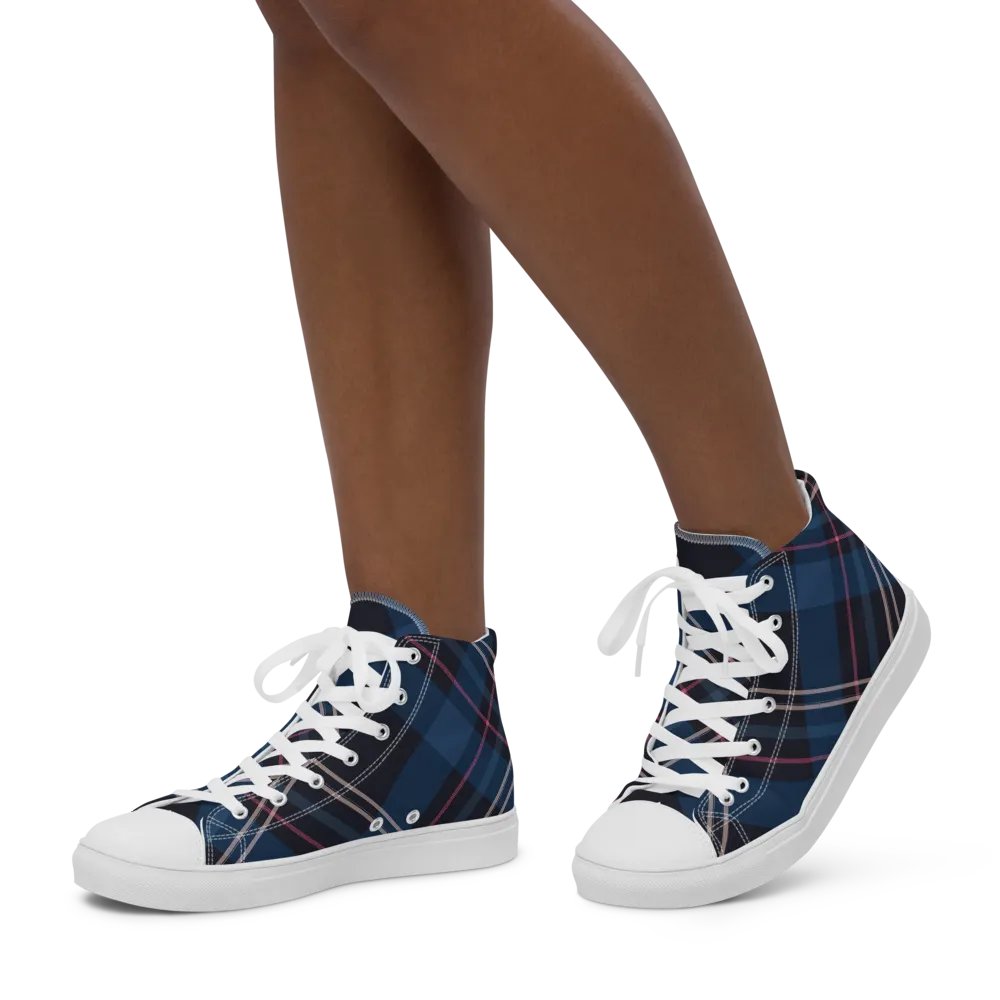 Navy Tartan Plaid Women's High Tops product image (8)