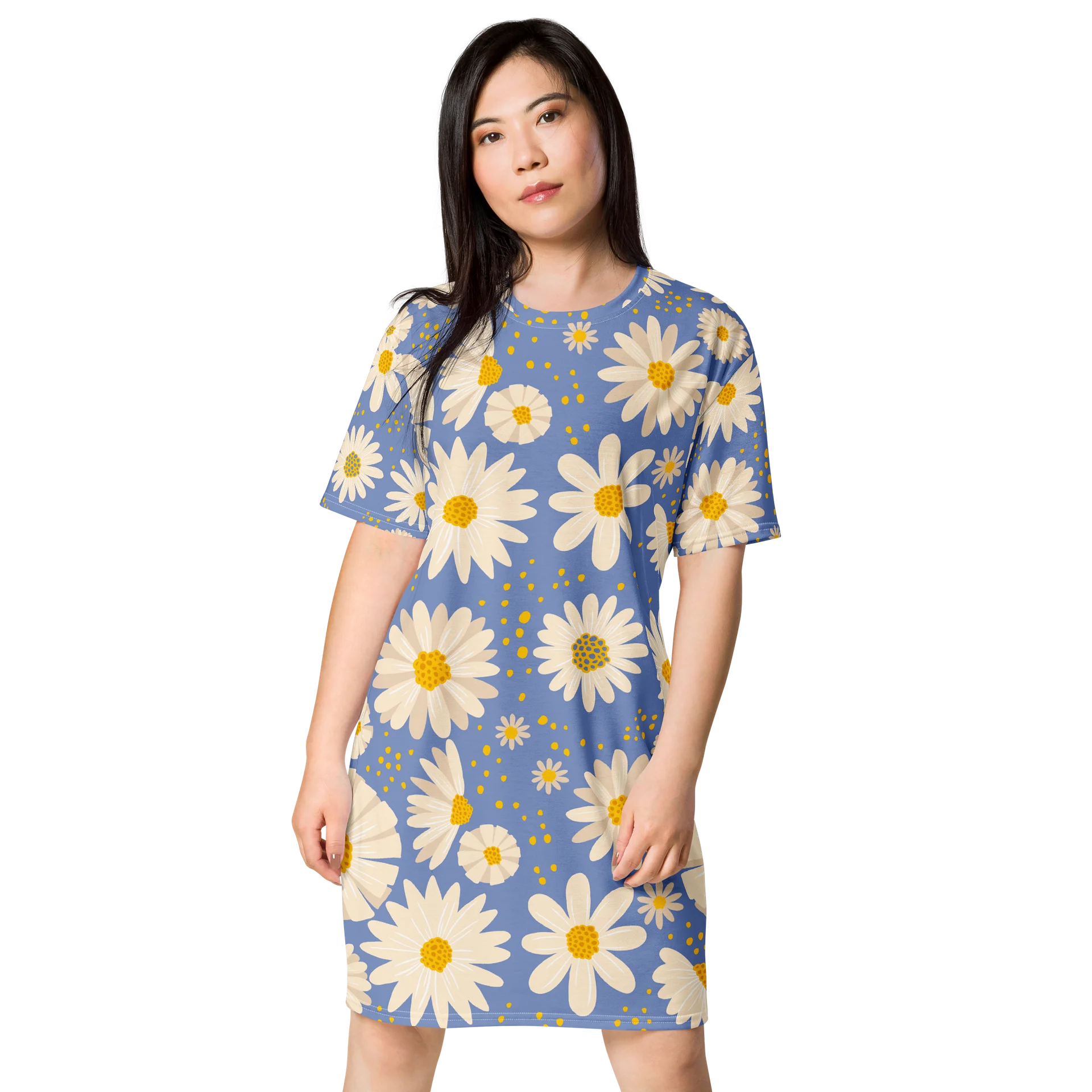 Blue Daisy All-Over Print T-Shirt Dress product image (1)