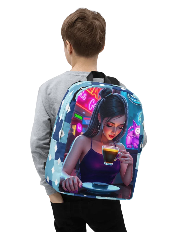 Minimalist Backpack-Neon Dreams: Coffee & Cutie Backpack product image (4)