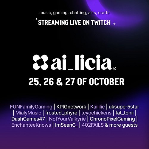 It's time for the #ai_licia Halloween #raidtrain on #twitch! For the next 2 days, streamers from the ai_licia community will ...