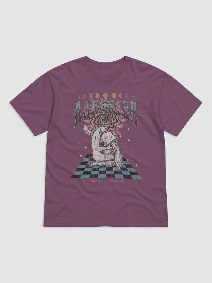 Aquarius Zodiac Sign Tee | Art Nouveau-Style Grunge Streetwear T-Shirt for January 20 and February 18 Birth Months product image (2)