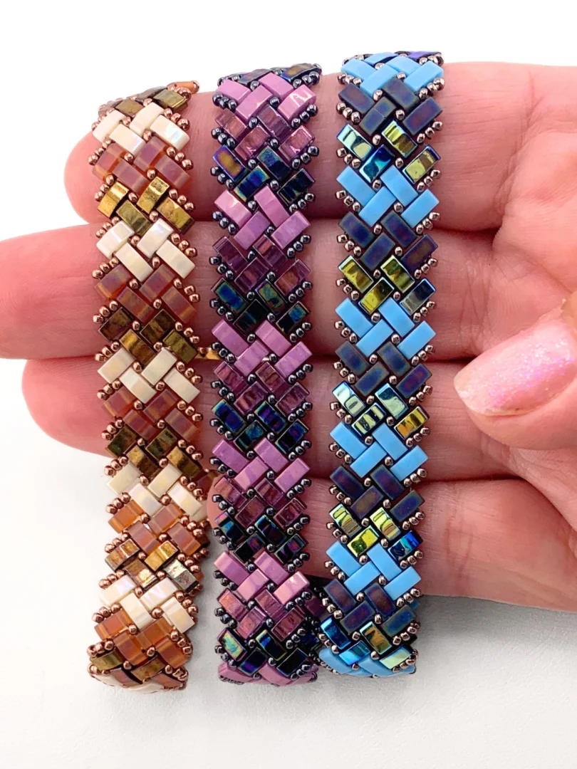 Beading Pattern - Half Tila Herringbone Bangle Bracelet product image (1)