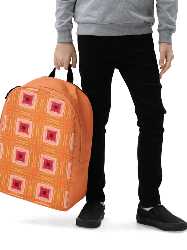 Retro Orange Geometric Backpack Minimal Pattern Everyday Bag product image (12)