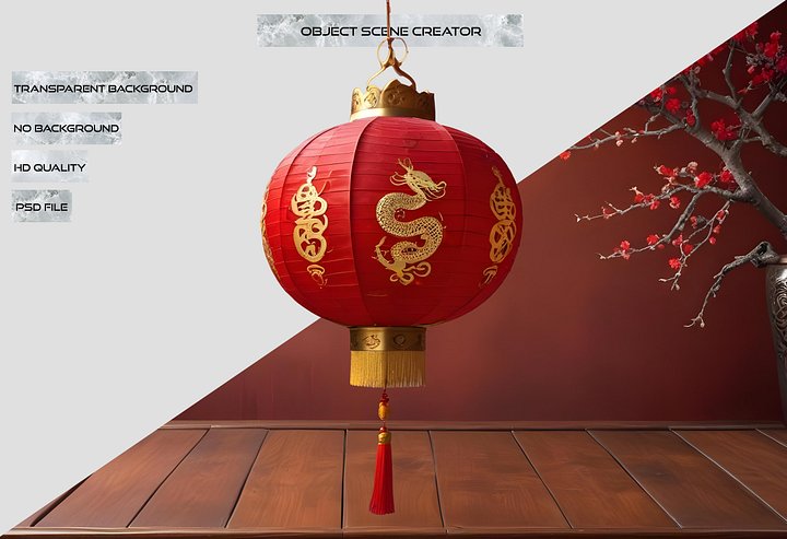 Chinese Dragon Lantern – Vibrant Red and Gold Festive Design PNG product image (2)