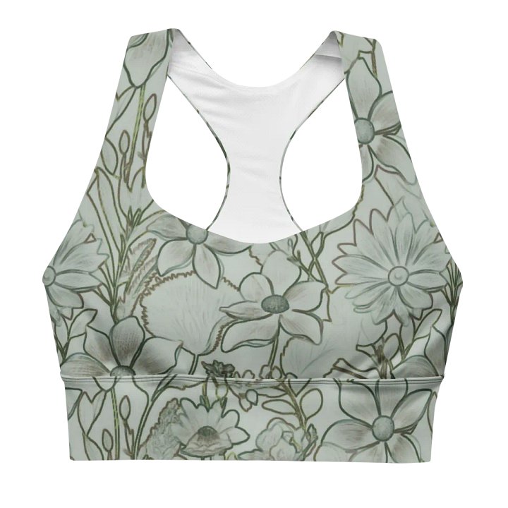 Line Art Florals Light Green/All-Over Print Longline Sports Bra by Sublicolor product image (1)
