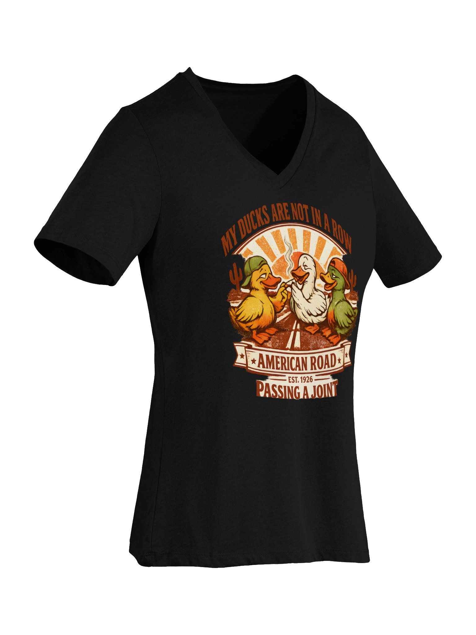 My Ducks Aren’t in a Row Vintage Duck V-Neck Tee product image (40)