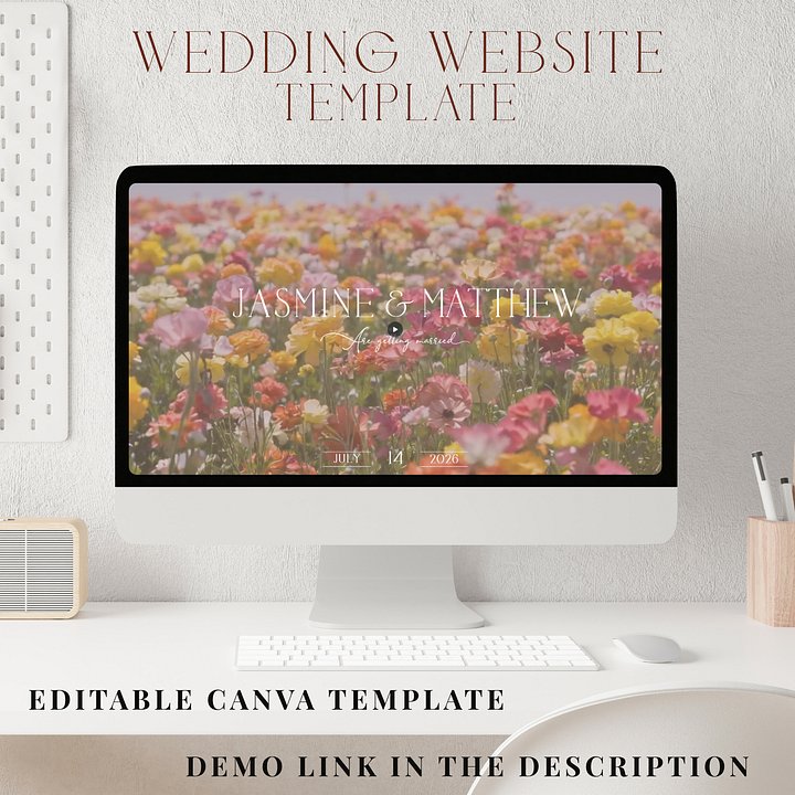 Wedding Website Template Canva | Editable RSVP Site | Floral Digital Invitation | Modern Wedding Website | Elegant Wedora Design product image (1)
