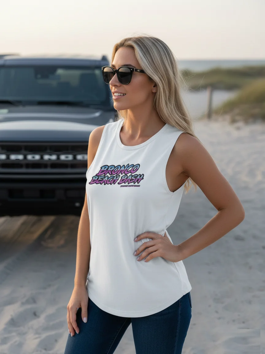 2026 Bronco Beach Bash OBX / Destination Bigfoot Bronco Collab | Bella + Canvas Flowy Muscle Tank Top (Multi Color Options) product image (1)