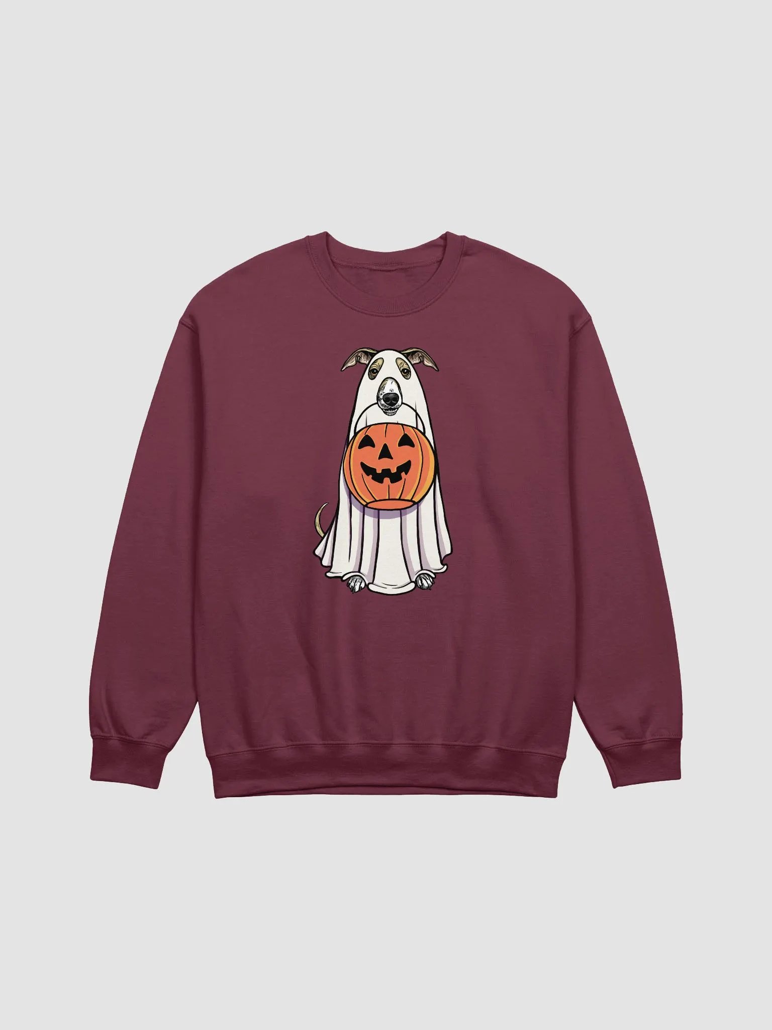 Funny Halloween Italian Greyhound(Fawn) Sweatshirt | Funny Iggy Wearing a Ghost Costume and Holding a Pumpkin Basket product image (1)