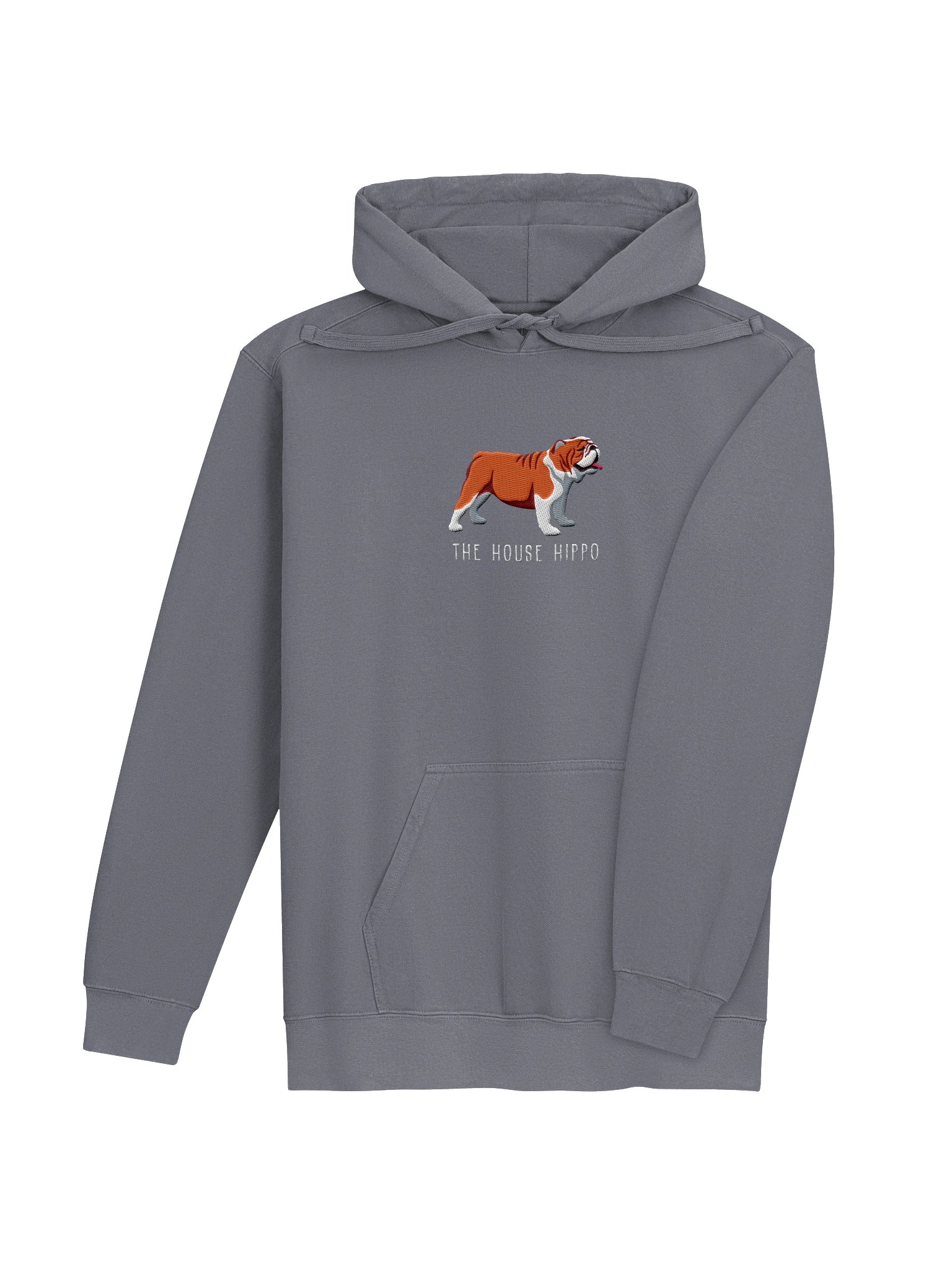 The House Hippo Premium Hoodie (Embroidered) of an English Bulldog(Red & White) product image (16)