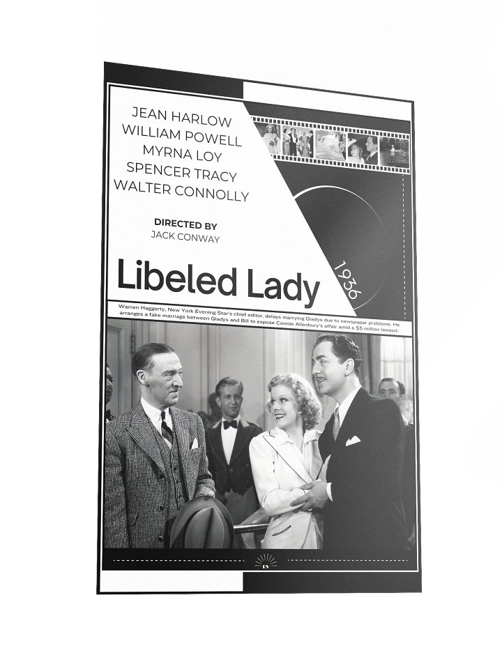 Libeled Lady with Myrna Loy, Jean Harlow, Spencer Tracy and William Powell 1936 | Movie Poster | 12x18 Wall Art product image (2)