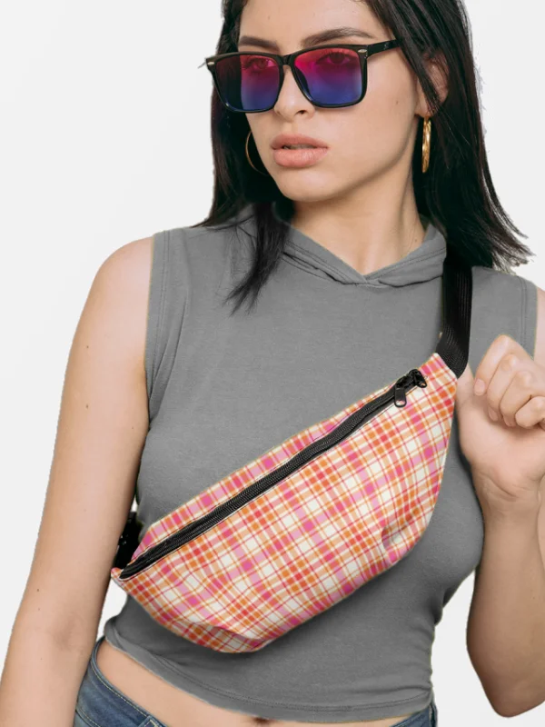 Orange and Hot Pink Plaid Fanny Pack product image (1)
