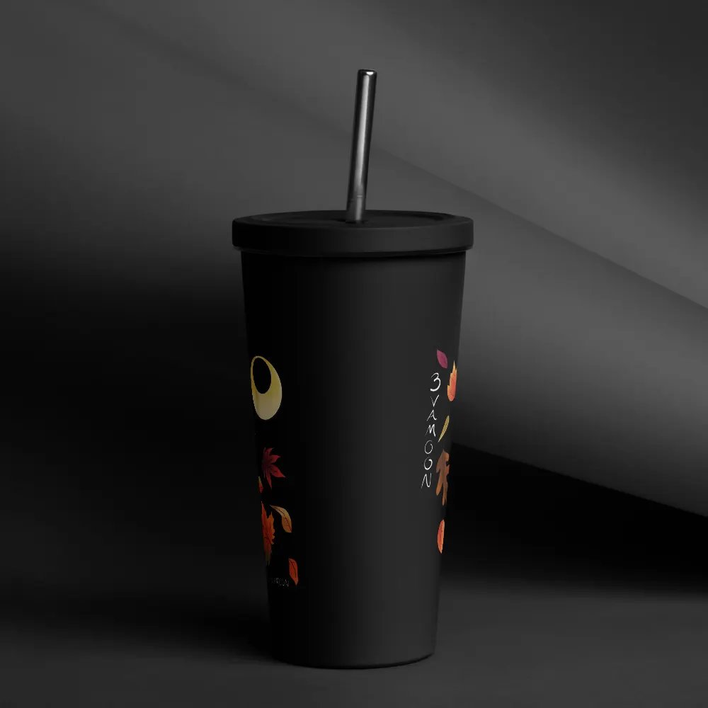 Autumn Leaves Moon Tumbler with straw product image (9)